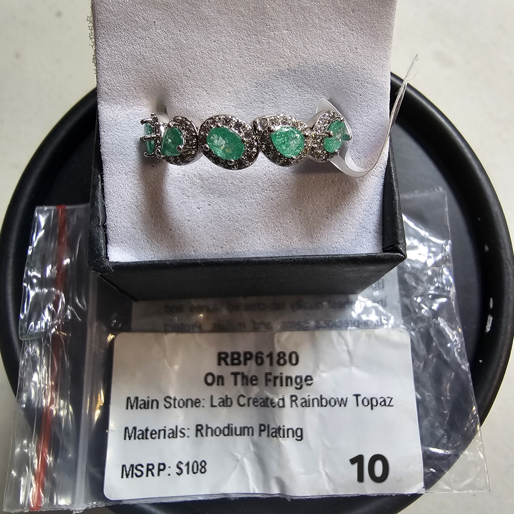 Bomb Party - On The Fringe (Size 10) Rainbow Topaz On Rhodium Ring